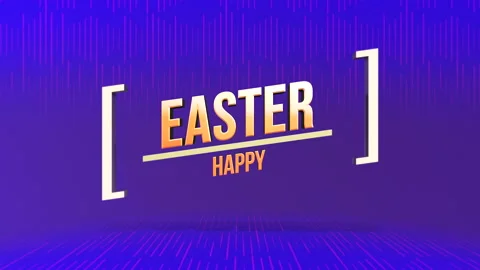 Modern Happy Easter with lines pattern on blue gradient Stock Footage 235694311