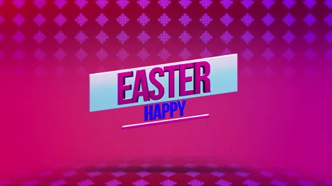 Modern Happy Easter with squares pattern on red gradient Stock Footage 233408755