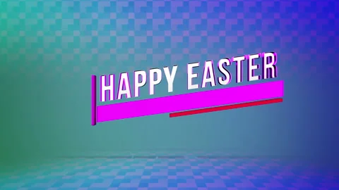 Modern Happy Easter with squares pattern on blue gradient Stock Footage 233409039