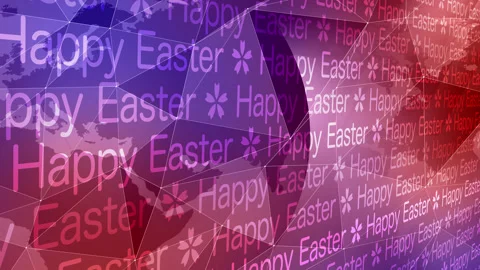 Modern happy easter text and world globe creative patterned backdrop for modern Stock Footage 268773200