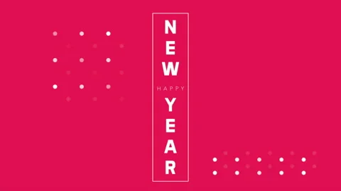 Modern Happy New Year text with lines and dots on red gradient Stock Footage 253876053