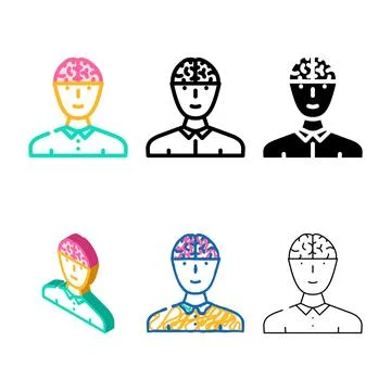 Modern head brain human color icon vector Illustrazione stock