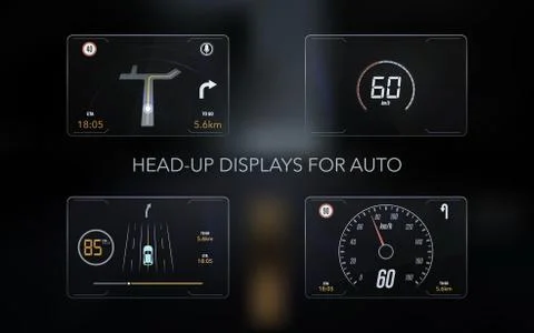 Modern head up display and elements for it. Vector Illustration Illustrazione stock