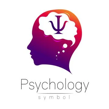 Modern head with letter Psi inside brain . sign of Psychology. Profile Human Stock Illustration