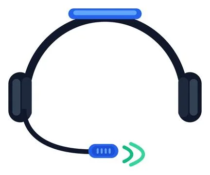 Modern Headset with Microphone Vector Illustration, Customer Support Icon Illustrazione stock