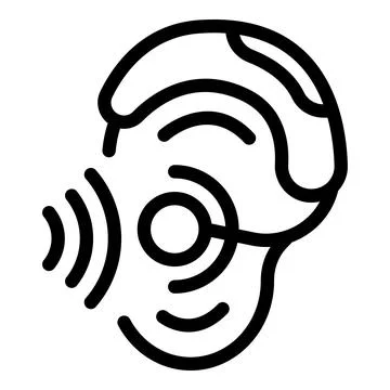 Modern hearing aid device detecting sound waves icon Stock Illustration