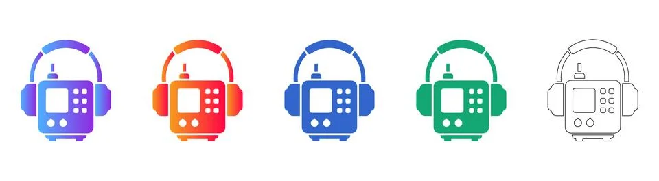 Modern Hearing Aid Device Icon Set Stock Illustration