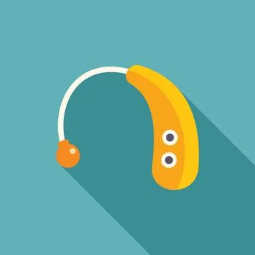 Modern hearing aid improving hearing loss problems Stock Illustration
