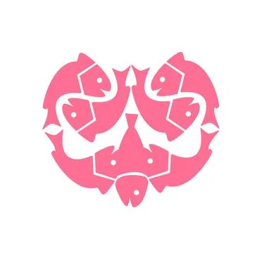 Modern heart of fish vector logo and illustration Stock Illustration