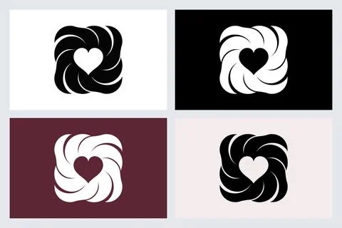 Modern Heart Logo Design Collection Vector Set Stock Illustration