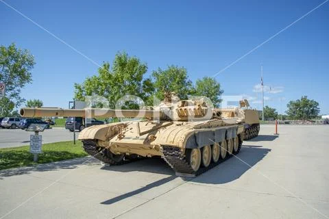 Modern heavy armoured war tank. Used in combat by the military. Stock Photos