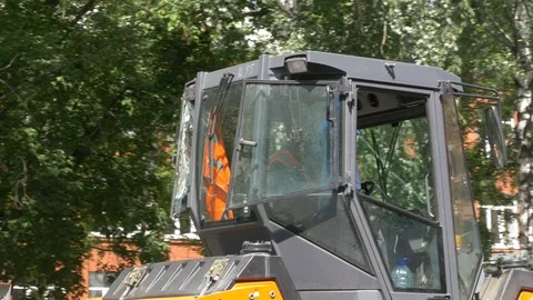 Modern heavy asphalt roller that stack and press hot asphalt. Stock Footage 111142023