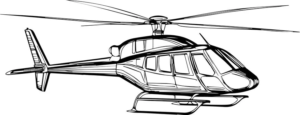 Modern Helicopter Side View Stock Illustration