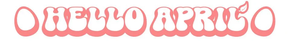 Modern Hello April script typography sticker with decorative patterned pink 스톡 일러스트