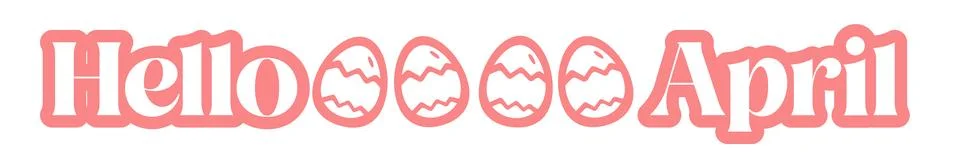 Modern Hello April script typography sticker with decorative patterned pink 스톡 일러스트