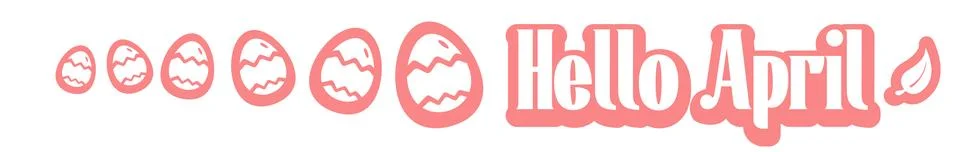 Modern Hello April script typography sticker with decorative patterned pink 스톡 일러스트