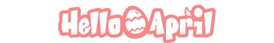 Modern Hello April script typography sticker with decorative patterned pink 스톡 일러스트