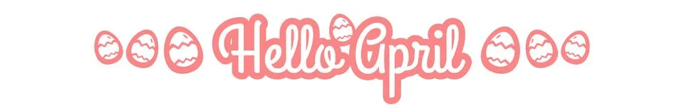 Modern Hello April script typography sticker with decorative patterned pink 스톡 일러스트