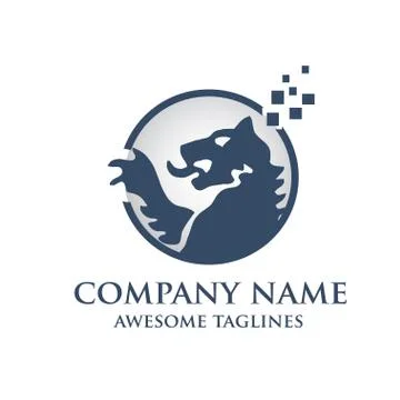 Modern Heraldic Lion Vector flat circle vintage design template Stock Illustration