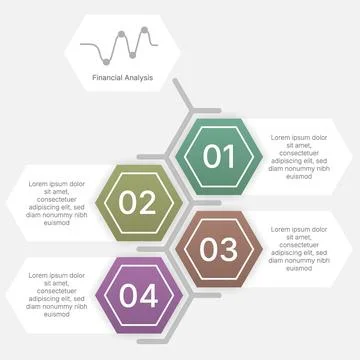 Modern hexagon infographic template with four steps business layout Stock Illustration