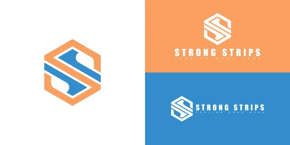 Modern hexagon initial vector letter S or SS logo in orange-blue color Stock Illustration