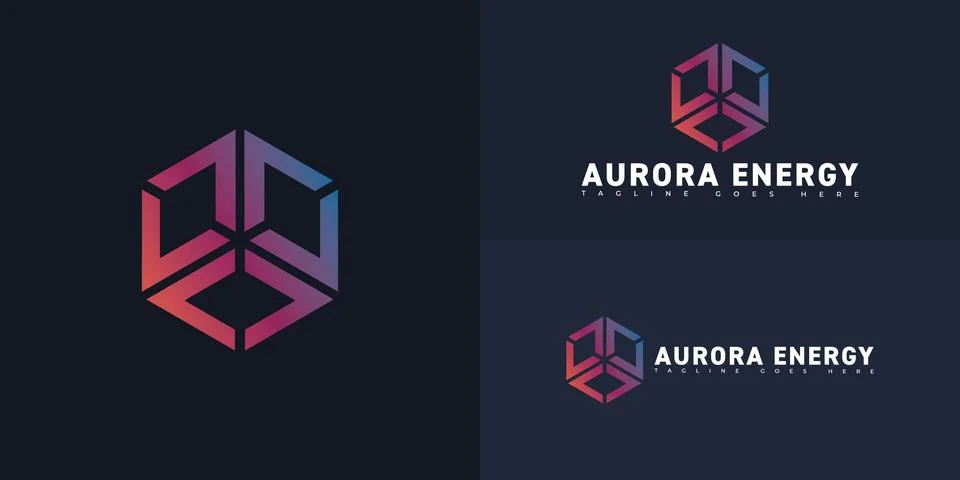 Modern hexagon initial vector letter AE or EA logo in gradient colors Stock Illustration