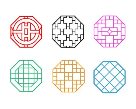 Modern Hexagon Korean pattern window frame Stock Illustration
