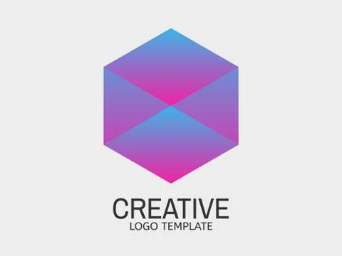 Modern hexagon logo. Abstract hexagonal logotype. Violet and blue concept Stock Illustration