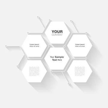 Modern hexagon shape text box design with your content. Illustrazione stock