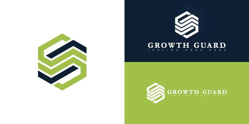 Modern hexagon vector initial letter G or GG logo in blue-green color Stock Illustration