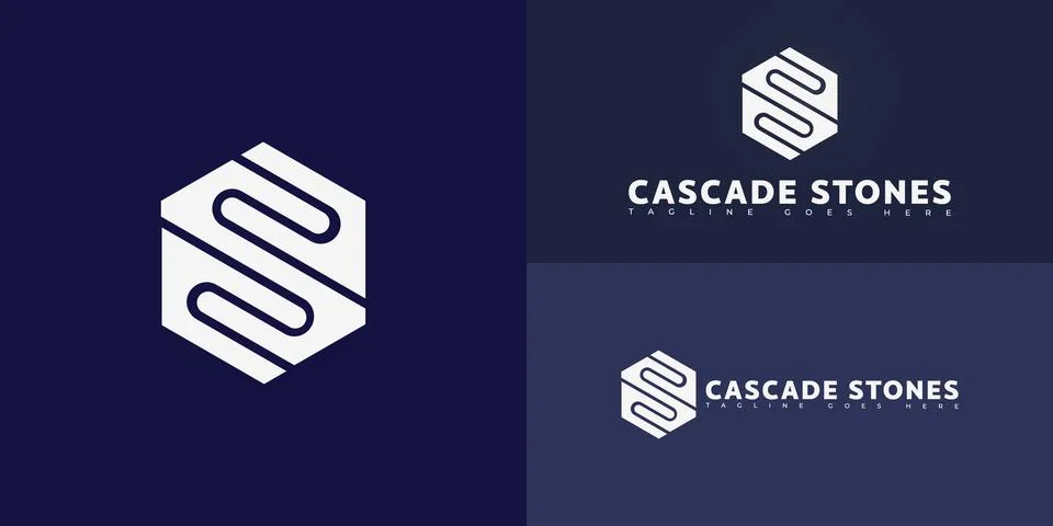 Modern hexagon vector initial letter CS or SC logo in white color Stock Illustration