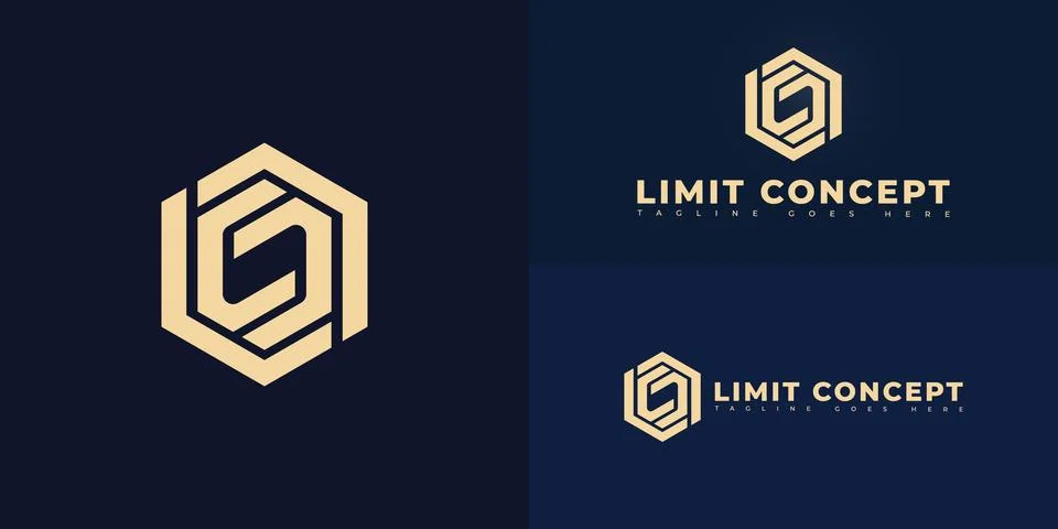 Modern hexagon vector initial letter LC or CL logo in gold color Stock Illustration