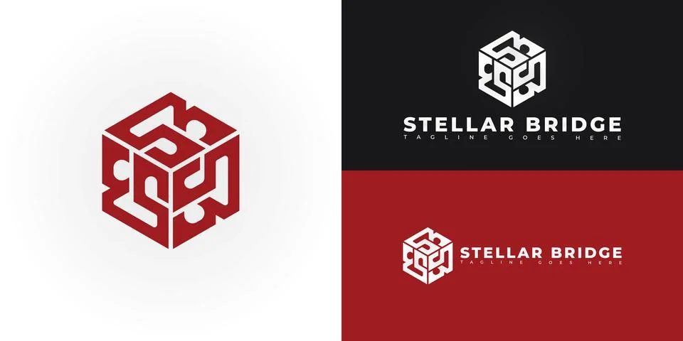 Modern hexagon vector initial letter SB or BS logo in red color Stock Illustration