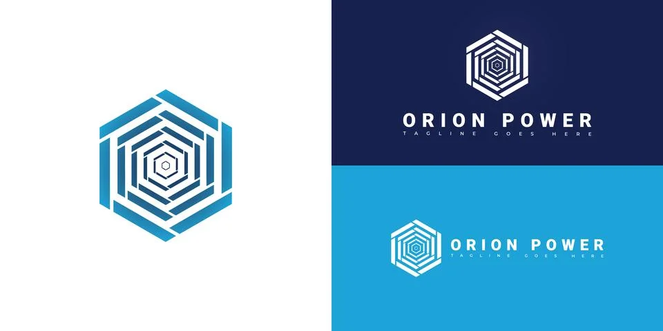 Modern hexagon vector initial letter OP or PO logo in blue color Stock Illustration