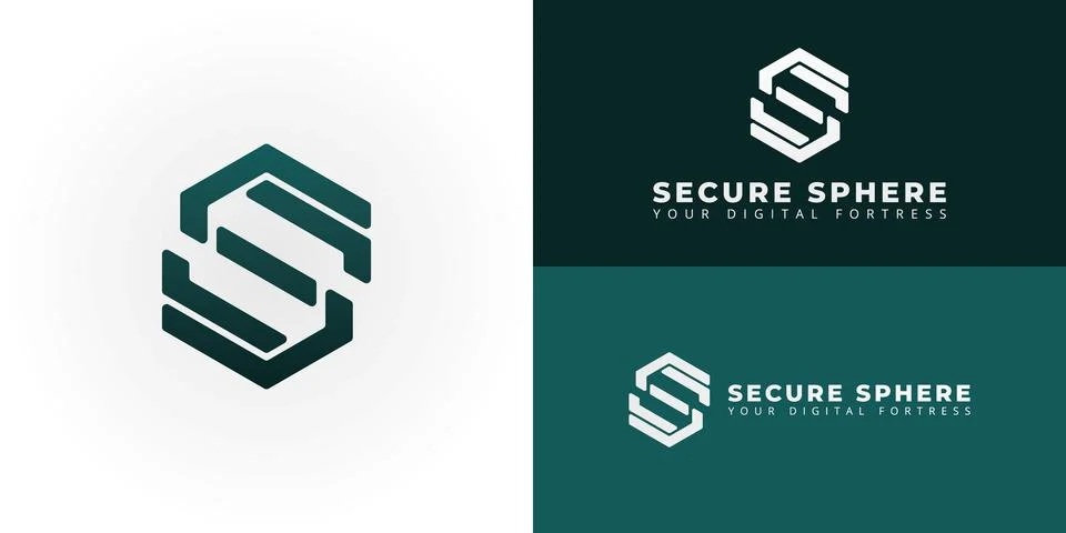 A modern hexagonal emblem for technology and cybersecurity firms. Stock Illustration