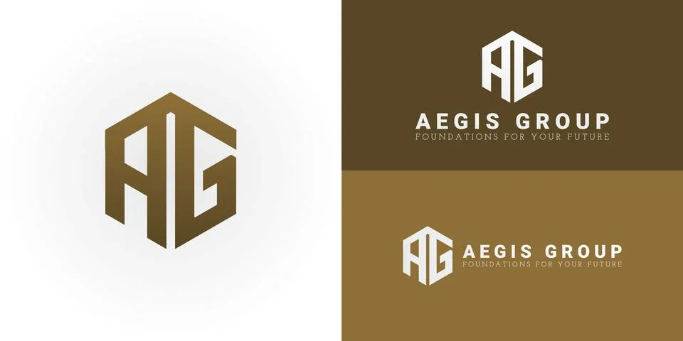 Modern hexagonal logo featuring the initials AG Stock Illustration