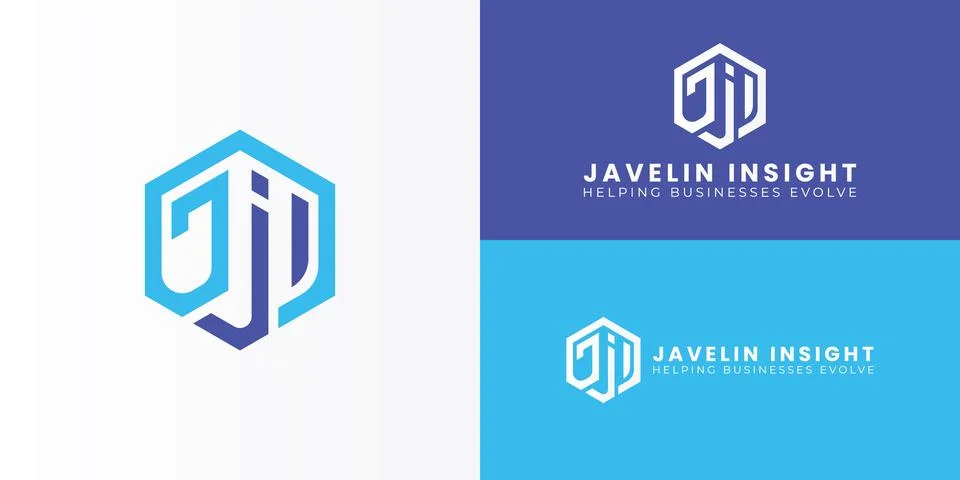 A modern hexagonal monogram in blue and purple for a business consulting firm Stock Illustration