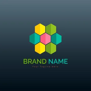 Modern Hexagonal sign colour logo template design Stock Illustration