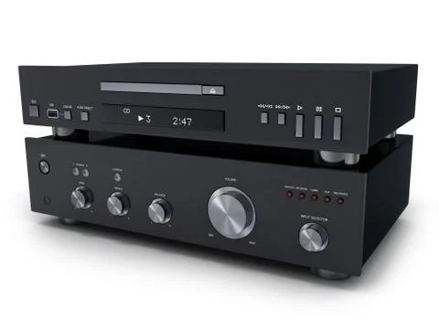 Modern HI-FI system (done in 3d, on white background) Stock Illustration