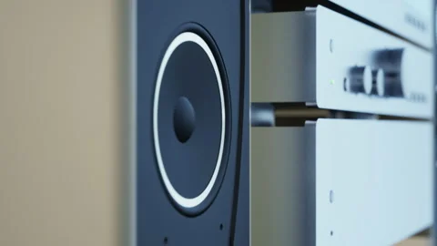 Modern hi-fi system in studio Stock Footage 134328494