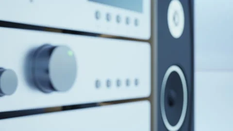 Modern hi-fi system in studio Stock Footage 134328535
