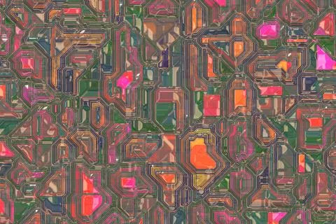 Modern hi-tech optic wire pattern digital drawn background illustration Illustrazione stock