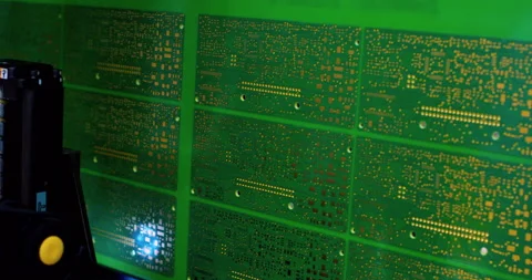 Modern hi-tech production. Electronic circuit boards production Stock Footage 332854666