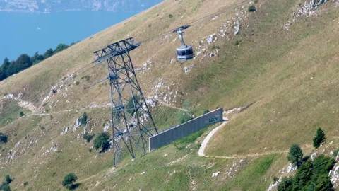 Modern high capacity cableway from Malcesine to mount Monte Baldo. Stock-Footage 249333995