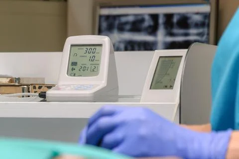 Modern high-precision computerized medical equipment in the dental office Stock Photos
