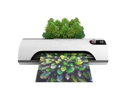 Modern high resolution wide format printing concept The real forest is transf Stock Illustration