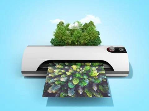 Modern high resolution wide format printing concept The real forest is transf Stock Illustration