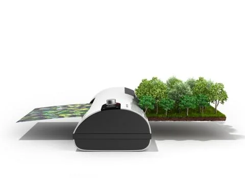 Modern high resolution wide format printing concept The real forest is transf Stock Illustration