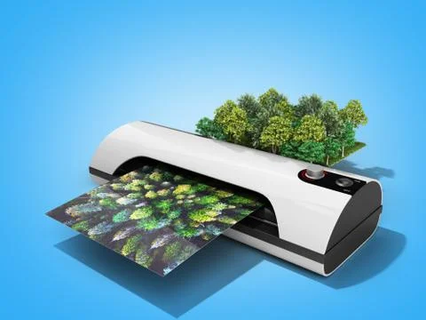 Modern high resolution wide format printing concept The real forest is transf Stock Illustration