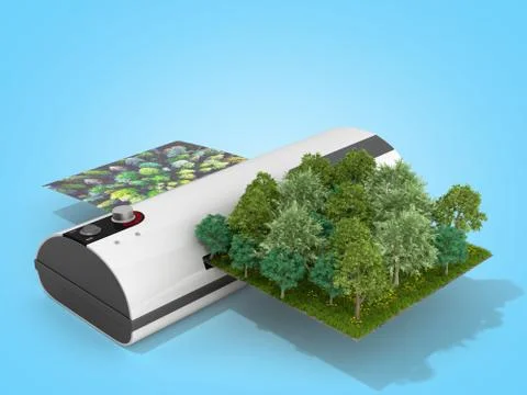 Modern high resolution wide format printing concept The real forest is transf Stock Illustration